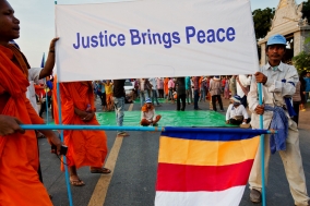 Roadblock on NR:5 during the Monk Walk; Justice brings Peace;